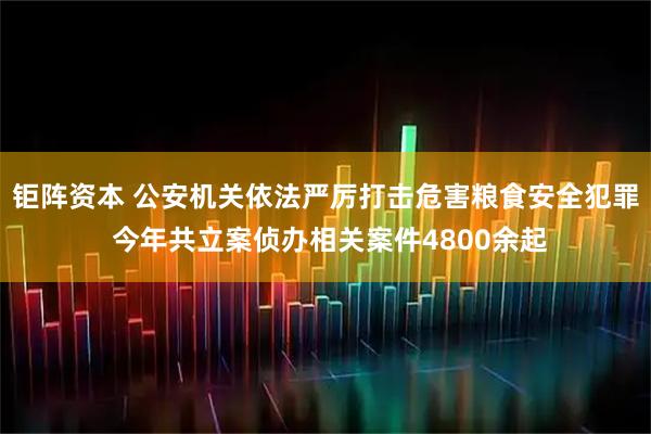 钜阵资本 公安机关依法严厉打击危害粮食安全犯罪 今年共立案侦办相关案件4800余起